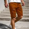 Plus size s-3xl Men shorts jeans casual moda vintage verão slim fit hole angustiado ripped elástico joelho curto jean 240422