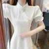 Vêtements ethniques vintage white cheongsam robe chinois style sexy divisé été qipao vestido slim jeune fille élégante fête orientale