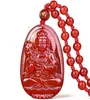 Bijoux fin C1lint Bouddha Pendant Collier Bodhisattva Amulet Talisman Fait d'agate Gemstone Green Rouge 186E1095236