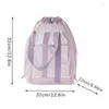 Storage Bags Travel Large Capacity Mesh Nylon Cosmetic Bag Organizer Foldable Casual Drawstring Rope Bundle Pocket Washing