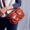 Drawstring 2024 Hand-made Old Washed Cowhide Vintage Crossbody Bag With Wide Shoulder Strap Multi-pocket Soft Leather