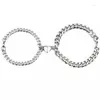 Charm Bracelets 2Pcs Heart Magnet Bracelet For Lovers Stainless Steel Angel Wing Lock Couple Friendship Jewelry Gifts