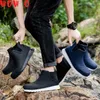 Casual schoenen regenlaarzen man rubber mode ronde teen plarform outdoor niet-slip slip op mannen vissen