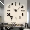 Klokken 3D Wall Clock Diy Home and Decoration Pocket Pocket Watch Sticker Woonkamer Kantoor Decor Grote Digitale moderne klokken Tuin