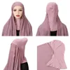 Hijabs hijab med cap bifogad nacke täckning turban underscarf hijab motorhuv för kvinnor damer muslimska modehuvud halsduk headwraps islam d240425