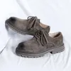 Casual skor design män läder sneakers ungdom andas snörning arbete man derby lägenheter utomhusdesigner 3c