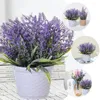 Decorative Flowers Artificial Potted Lavender Flower Mini Fake Faux Plants Bonsai Decor Plastic Centerpiece Home Office Wedding