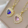 Pendant Necklaces Fashionable and Exquisite Micro-paved Marquise Jewelry Pink Love Stainless Steel Necklace Classic Temperament Clavicle Chain