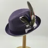 Berets 2024 Fashion Vintage Feather Curled Brim Straw Stare