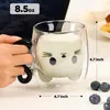 Tumblers Household Cat Shaped Portable Coffee Cups Handle Iced Tea Mug Cafe Glass Cup Kitchen Tumbler Coffeeware Teaware H240425