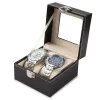 Caisses Luxury Pu Leather Watch Box Boîte de boîtier Organisateur Bracelet Boîtes de bijoux noir Affichage de rangement meilleur cadeau