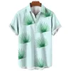 Men's Casual Shirts Respzed Summer Striped Shirt Scalp Plant Print Fashion Seaside Resort City Short Sleeve Y Hawaiian