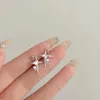 Dangle Chandelier Fashion Silver Color Cross Star Zircon Stud Earrings for Women Girl Korean Four-Pointed Star Personality Earrings Jewellery