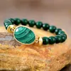 En Malachite Stretch Elastic Strand Beads Armband Luxury Natural Stones Kvinnor Män par smycken Bijoux grossist 240410