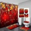 Rideau de douche de décoration de Noël rouge Santa Elk Christmas Immasé Polyester Bath-Bath Curtain Home Year Bedroom Cartoon rideaux de dessin 240419