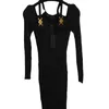 Runway Dresses designer New Nanyou Women's Dumesa Metal Shoulder Buckle Sexy Slim Fit Long Sleeve Knitted Dress GHE1