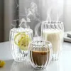 Gobelets rayés à double paroi haute borosilicate verre tasse de thé résistant à la chaleur jus de lait de lait whisky whisky expresso h240425
