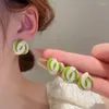 Boucles d'oreilles mi minar simple torsadé blanc de couleur vert couleur émail géométrique pour les femmes boucles d'oreille carré rond métalliques