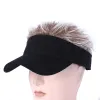 Softball Golf Baseball Cap with Fake Flair Hair Cap Sun Visor Fun Toupee Hats Mens Womens Spiked Hairs Wig Hat Moto Gp Baseball Cap