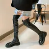 Bottes sur le genou pour la plate-forme de fermeture à glissière pour femmes