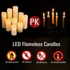 Flamelösa LED -ljus med fjärrkontroll och timerbatteri drivs flimrande ljus för hemfest bröllop juldekor 240417