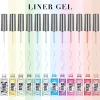 KITS 12pcs Candy Nail Art Liner Gel Solpiccole gel Kit da 8 ml Gel di scintillio in metallo Immergiti via UV/pittura a LED vernice disegno per le unghie arte manicure