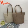 Yogodlns Summer Wheven Women Torba duża pojemność rattan na ramię wakacyjna nadmorska plaża Bagcasual Shopper Tote Fashion 240422