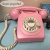 Tillbehör Revolve Dial Vintage Landport Retro Telefontråd Rotera Fast telefon rosa bord svartgult hemmakontor Europa Style R306