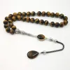 Одежда мужчина Tasbih Natural Tiger Eye Stone Musstrim Prayer Beads Исламские Ид Рамадан Подарки Гуали