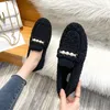 Casual Shoes 2024 Winter Women's Plush Warm Snow Boots Fashion Pearl Design Walking And Work Wear Non-slip Ladies' Flats