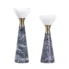 Kandelhouders Modern El Double Conical Stone Splicing Decoratie Decoratie Kaarslicht Dinner Natural Marble Gray White Block Candlestick