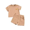 T-shirts Summer Toddler Set 0-5 Y Boys Girls Cartoon Bear Embrodery Casual Fashion Kort ärm T-shirt + Shorts Tvådel Setl2404