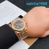 AP Movement Wrist Watch Royal Oak Series 15407or Rose Gold Hollow Double Pendule Watch Men's Fashion Business Causal Business Mécanique Sports