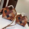 Sac fourre-tout haute définition série de veau pour femmes en cuir à main le pozzle tissé végétal tissé échecboard