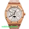 AP Crystal Wrist Watch Mens Royal Oak Series 26574or 18K Rose Gol White Plate Business Loison Automatique Mécanique Calendrier Éternel Calendrier Calendrier