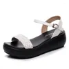 Sandales Cour d'été de haute qualité pour femmes 6cm talon 2024 Plateforme ouverte orteil élégant chaussure noire blanche