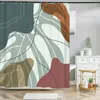 Shower Curtains Nordic Wind Art Plant Leaves Curtain Waterproof Polyester Fabric Bath Leaf Color Block For Bathroom Decor