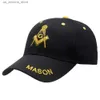 Ball Caps New Embroidered Freemason Baseball Hat Mens Freemason Symbol G Temple Freemason Hat Womens SnapbackTrucker Dad Hat Q240425