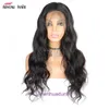 Hair 100% Humanos Wigs Full Wigs Onda corporal Human Hair Wig com faixa de renda na frente do Real