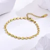 Bracelets de charme simples Flor de aço inoxidável gravado para mulheres Correntes de pulso Color de ouro Jóias de pulseira floral