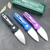 Pro-Tech 5101 Malibu Mini Manual Flipper Pocket Knife D2 Satin Wharncliffe Blade Aluminum Handles Runt Wharncliffe Outdoor Automatic Folding Knife 5201 5301 2203