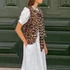 Kvinnors västar hirigin kvinnor leopard quiltad väst ärmlösa slips front tröjor blommor broderad jacka cardigan trendiga streetwear