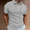 Homme de polos masculin avec collier sans logo polo zipper t-shirt pour hommes gym top creux de manches courtes plaines