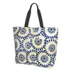 Boodschappentassen blauw bloempatroon tote tas vrouwen casual schouderhandtas herbruikbare multifunctionele zware boodschappen
