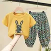 Vêtements Ensembles Girls Set Mothers Childrens NOUVEAU SUMBRE SUMBRE T-shirt Coton Baby Baby 2 pièces Pantalons à manches courtes Q240425