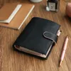 Yiwi Black Pink A7 A7 A5 Slim Planner Rings Binder Diary Agenda Organizer Genuine Leather Journal Notepad