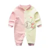 Rompers 0-24m kostium dla dzieci nowonarodzony kombinezon wydrukowany kreskówka Baby Girl Onenki Długie rękaw okrągły kołnierz Spring/Autumn Ubrania Romper D240425