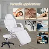 Massage Salon Tattoo Chair with Two Trays Esthetician Bed with Hydraulic Stool, Multi-Purpose 3-Section Facial Bed Table