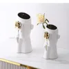 Vases Golden Rose Decorative Character Céramique Vase Bureau Décoration en pot Plante Pust Flower Fleurs Arrangement décor moderne