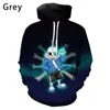 Erkek Hoodies 3D Baskılı Undertale Sans Grafik Moda Uzun Kollu Büyük Boy Sweatshirt Teen Tepeler Sıradan Erkek Külük Sokak Giyin